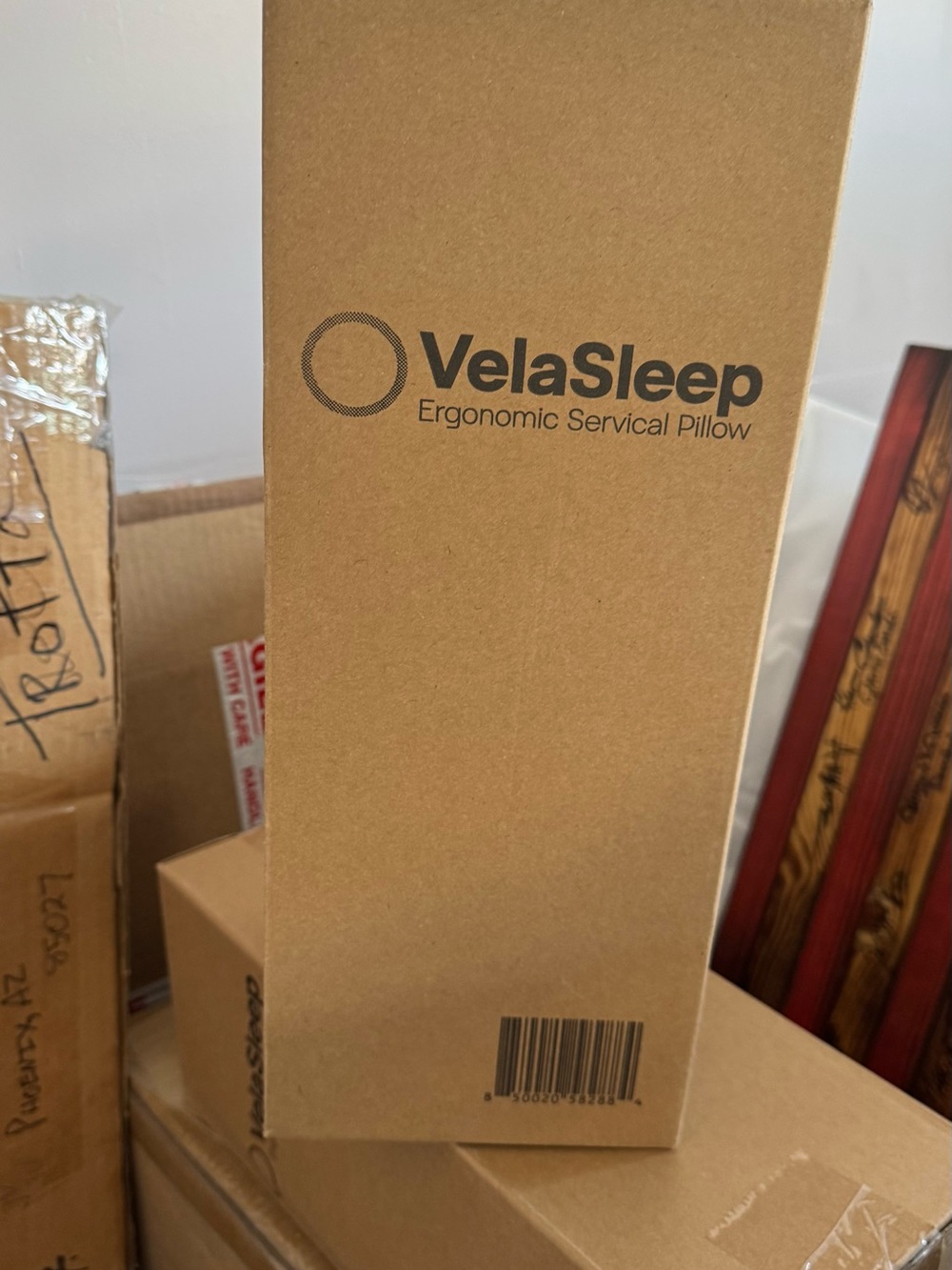 Contoured Bed Pillow in White & Light Blue by Vela Sleep - Picture 2 of 2